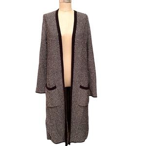 J. Jill Wearever open front long cardigan - black & white tweed. Size S